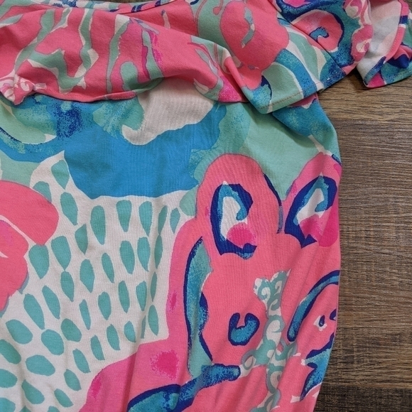 LILLY Pulitzer Klea Romper in Coral Reef I'm So Jelly Shorts - Picture 8 of 9